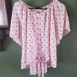 Pink tied blouse